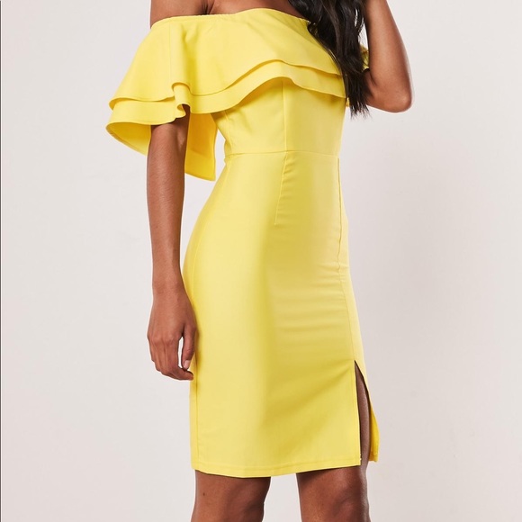 Bardot Revolve Band Dress in Lemon Drop Size 4 - Picture 3 of 12